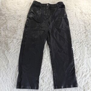 Wilfred Black Faux Leather Pants Size 2 High Rise Cropped Straight Leg Edgy Moto